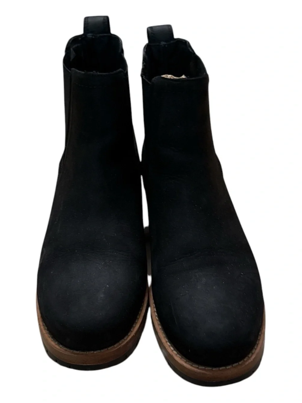 Patina Portland Leather Women's Black Chelsea Ankle Boots with Brown Sole Size 8 - Picture 3 of 9